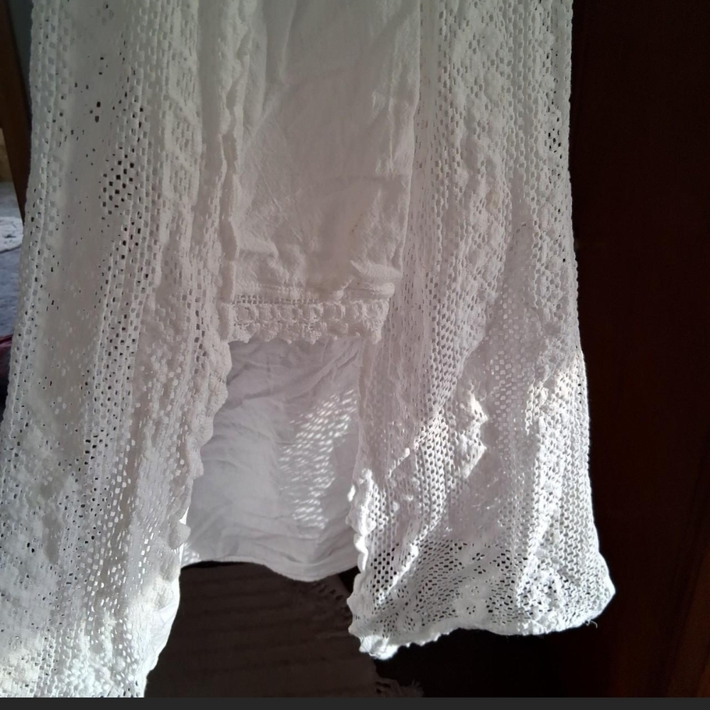 White Eyelet Maxi Dress with Button Detail - Picture 4 of 4